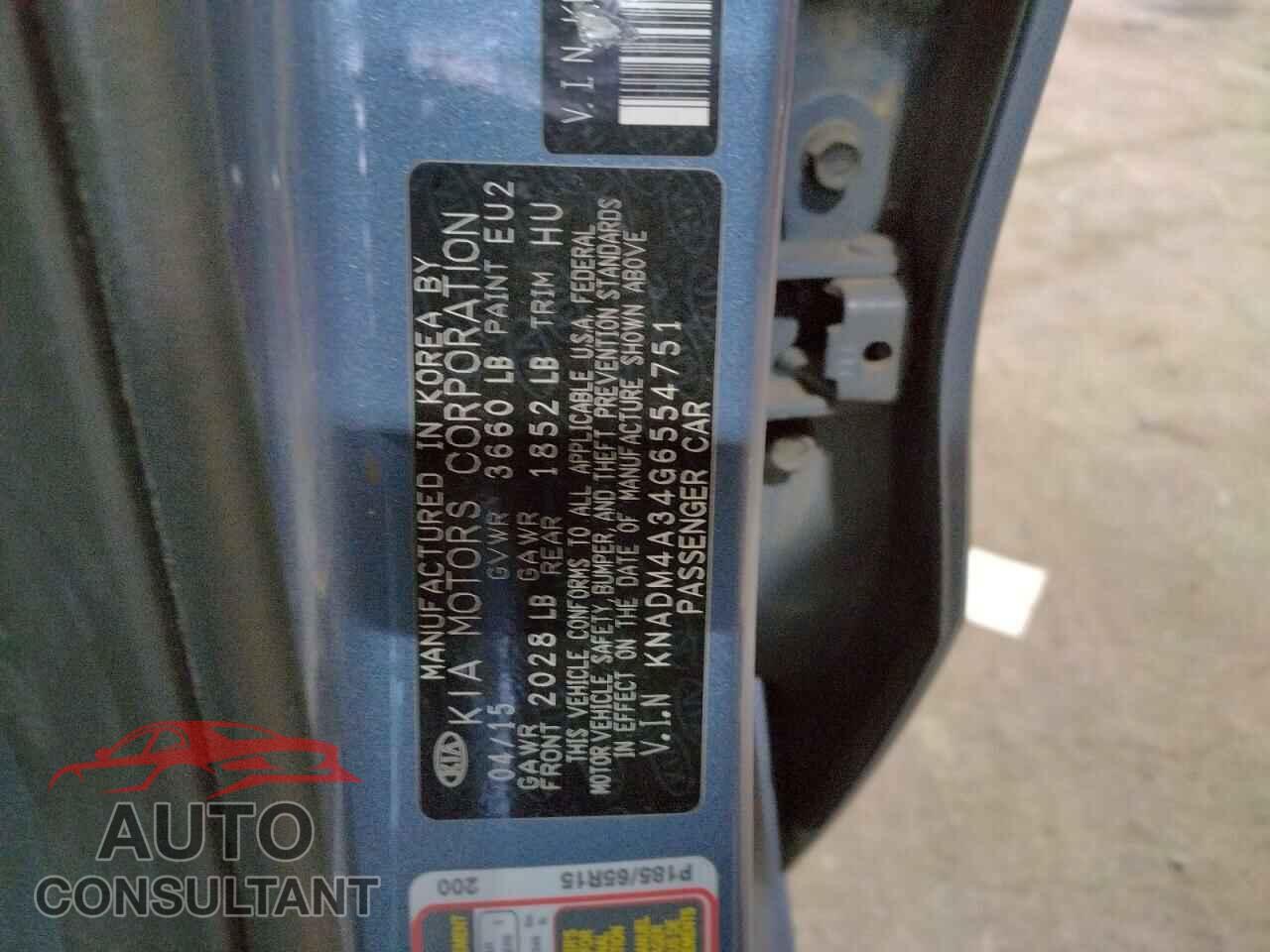KIA RIO 2016 - KNADM4A34G6554751