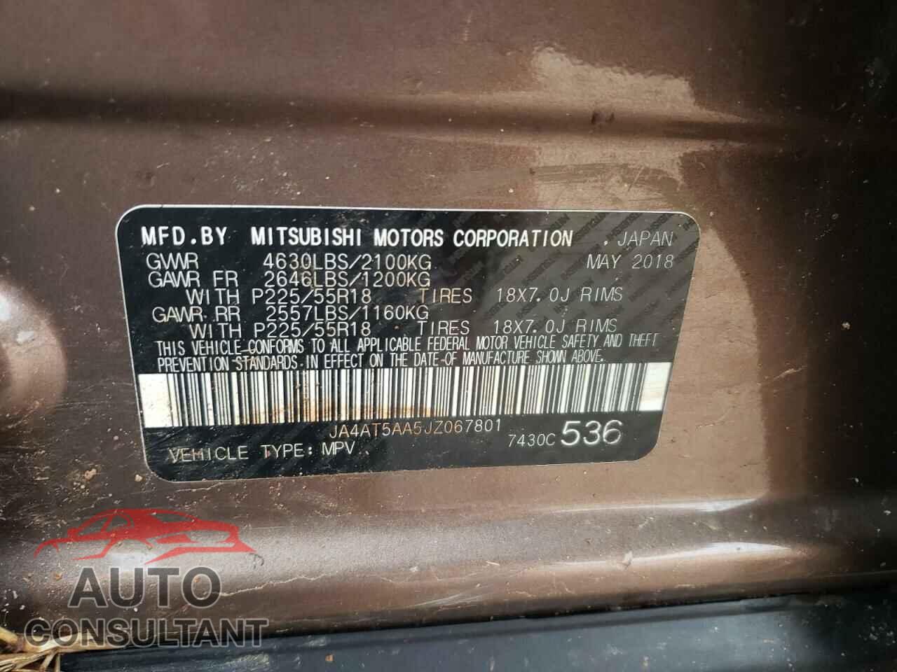 MITSUBISHI ECLIPSE 2018 - JA4AT5AA5JZ067801