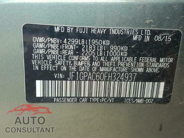 SUBARU IMPREZA 2015 - JF1GPAC60FH324937