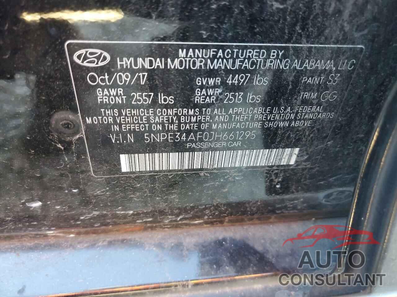 HYUNDAI SONATA 2018 - 5NPE34AF0JH661295