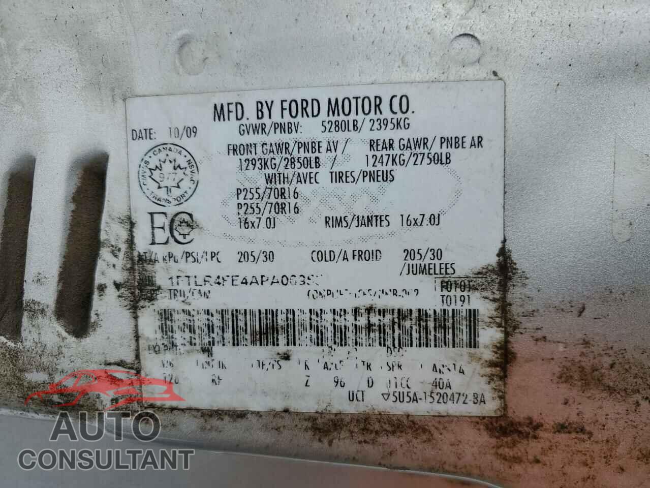 FORD RANGER 2010 - 1FTLR4FE4APA06955