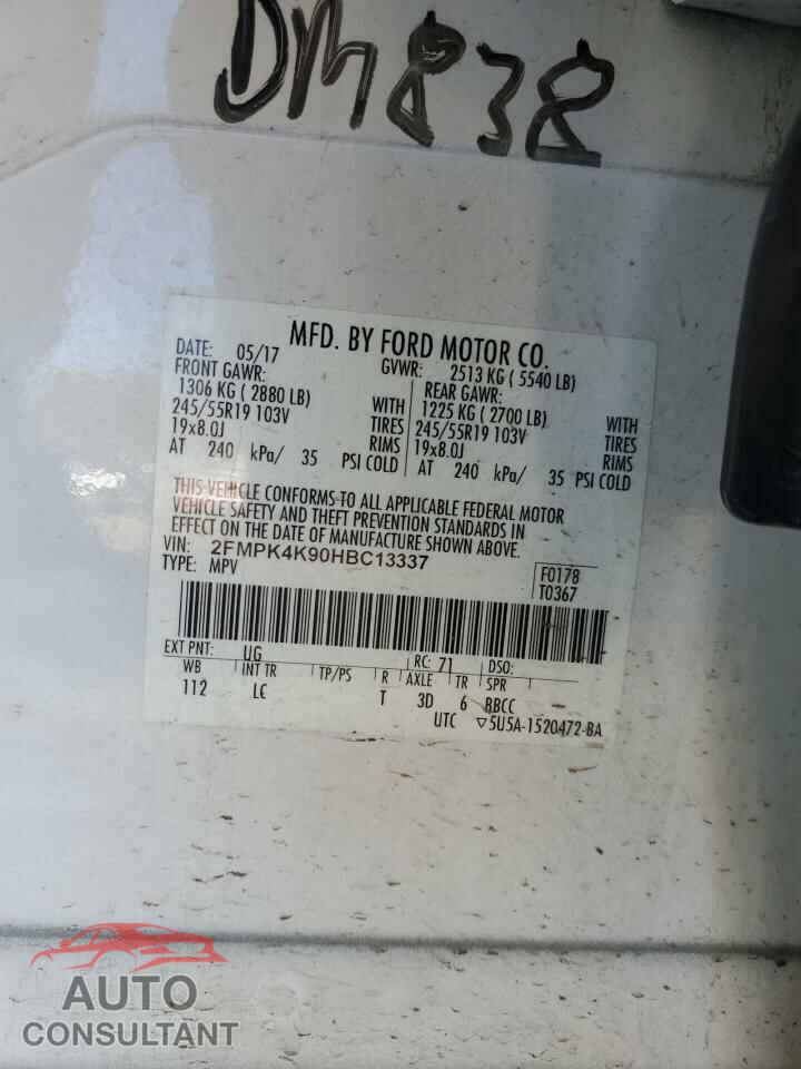 FORD EDGE 2017 - 2FMPK4K90HBC13337