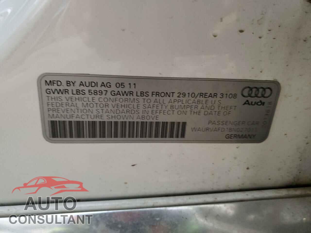 AUDI A8 2011 - WAURVAFD1BN027011