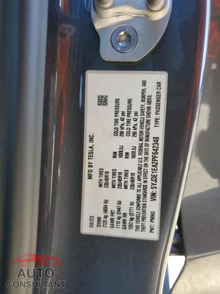 TESLA MODEL 3 2023 - 5YJ3E1EA2PF642348