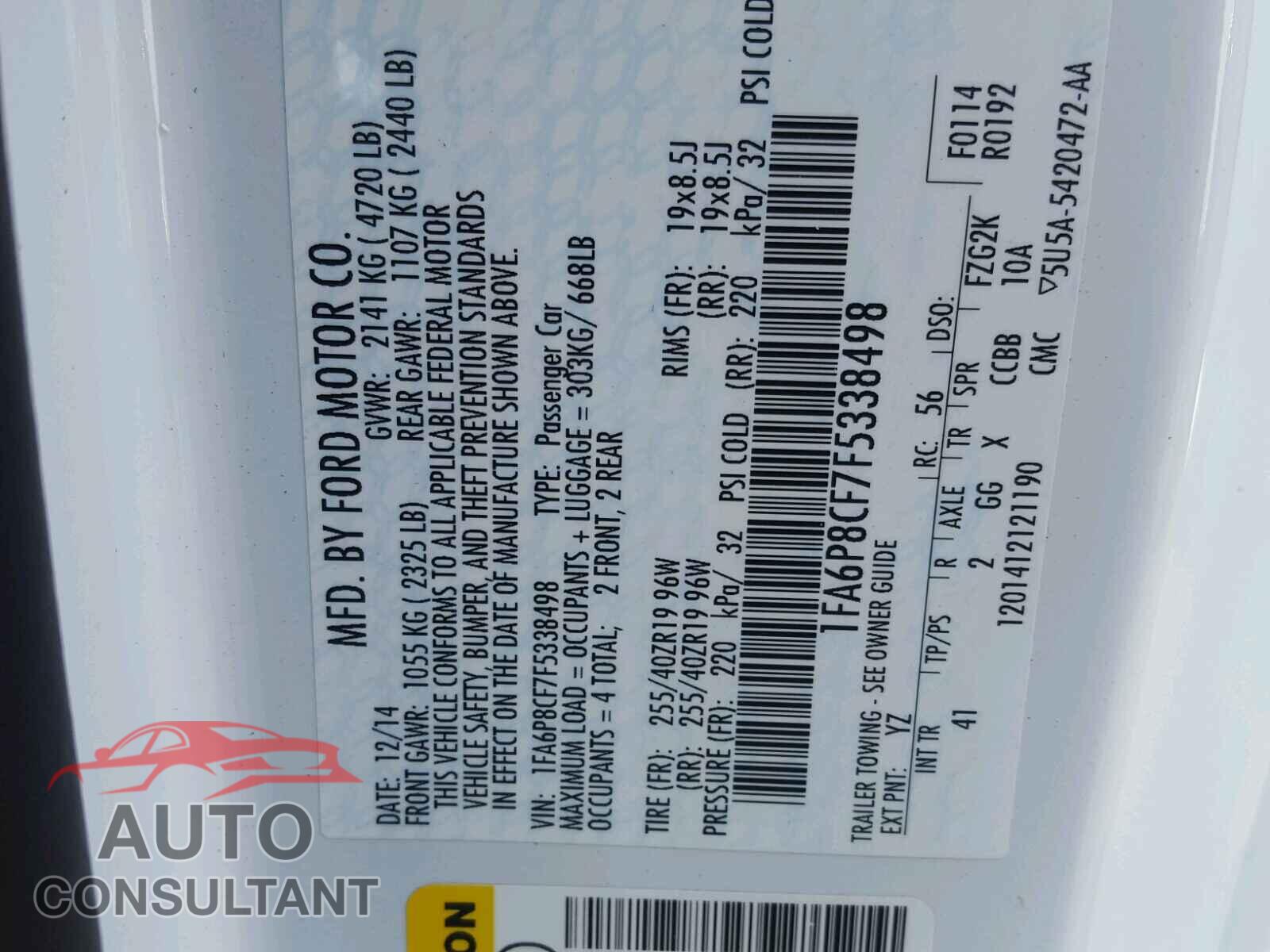 FORD MUSTANG 2015 - 1FA6P8CF7F5338498