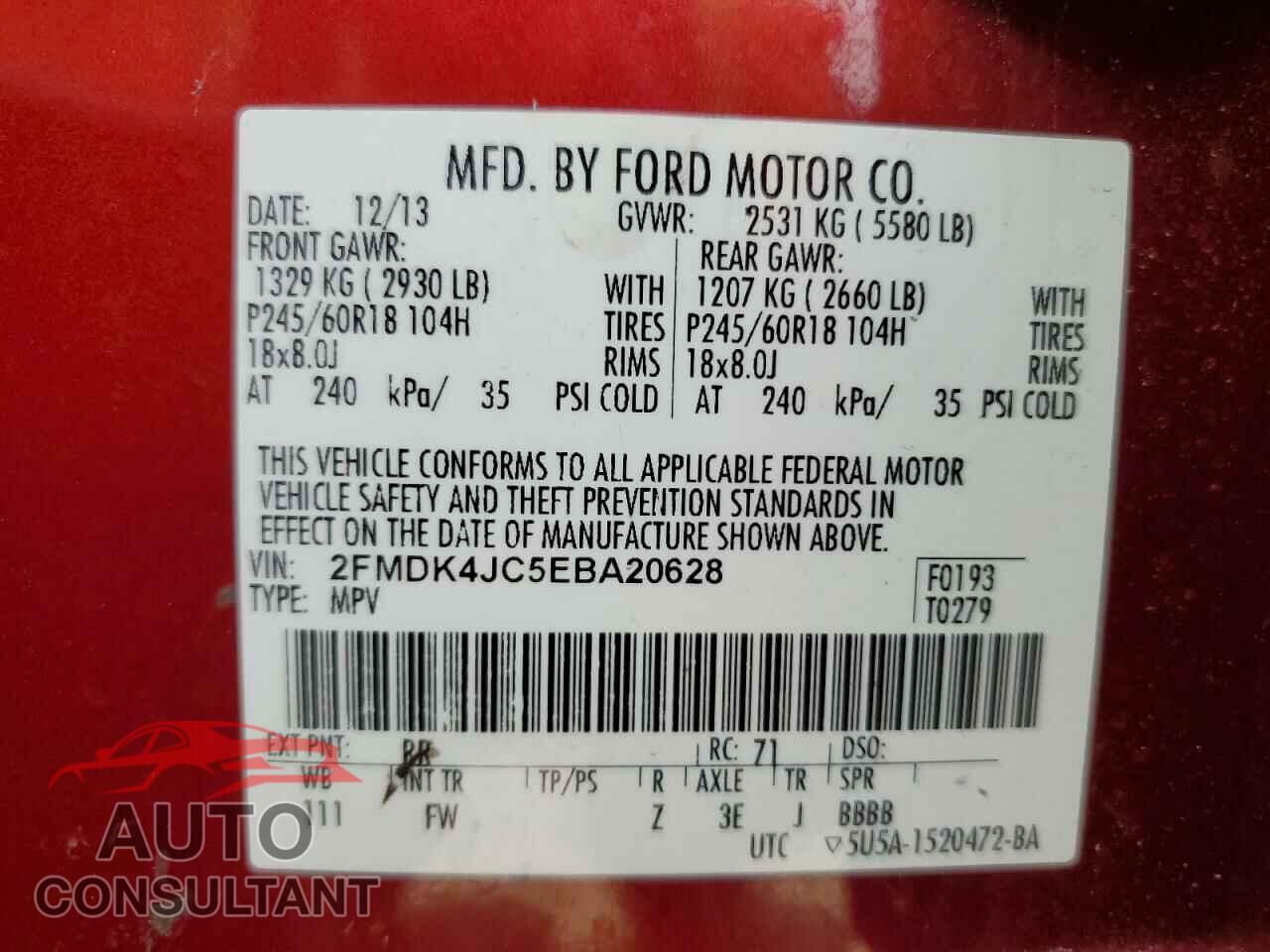 FORD EDGE 2014 - 2FMDK4JC5EBA20628