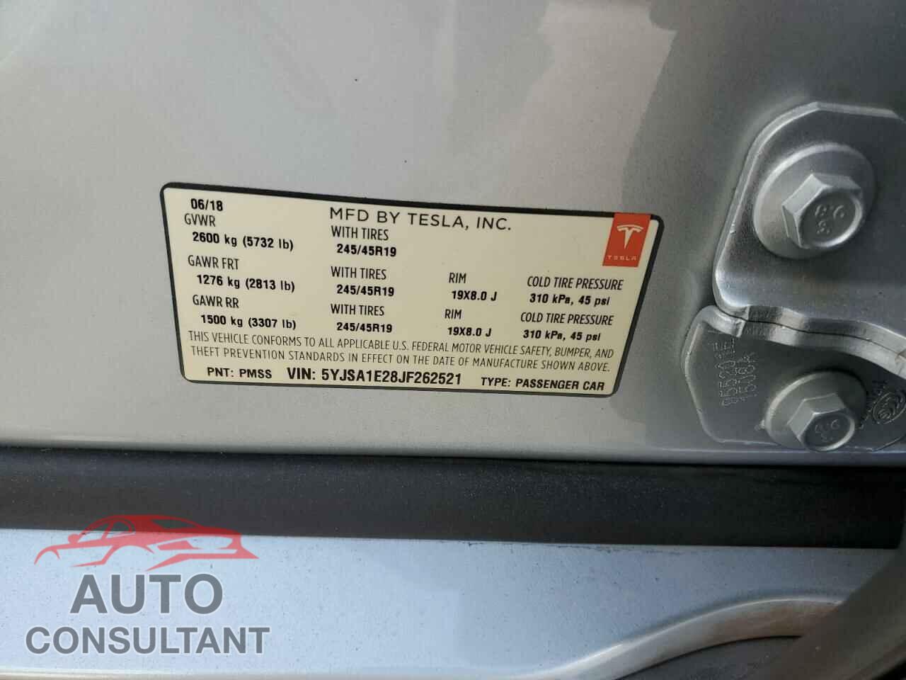 TESLA MODEL S 2018 - 5YJSA1E28JF262521