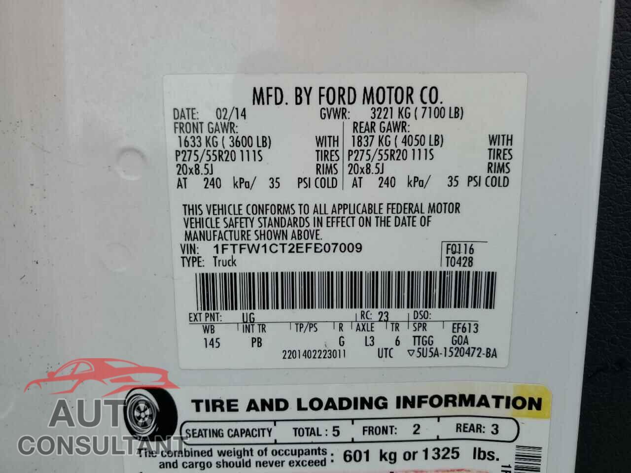 FORD F-150 2014 - 1FTFW1CT2EFB07009