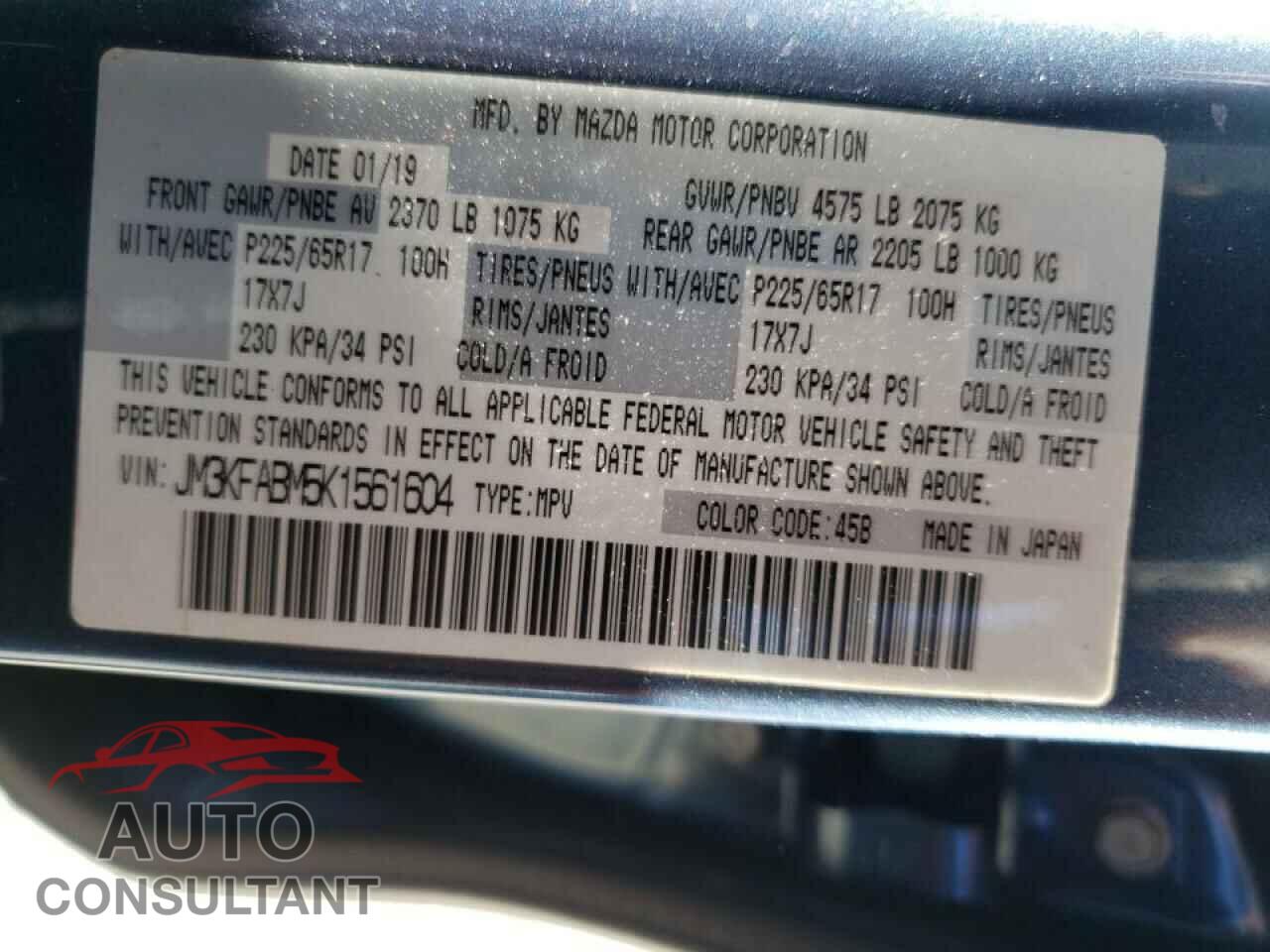 MAZDA CX-5 2019 - JM3KFABM5K1561604