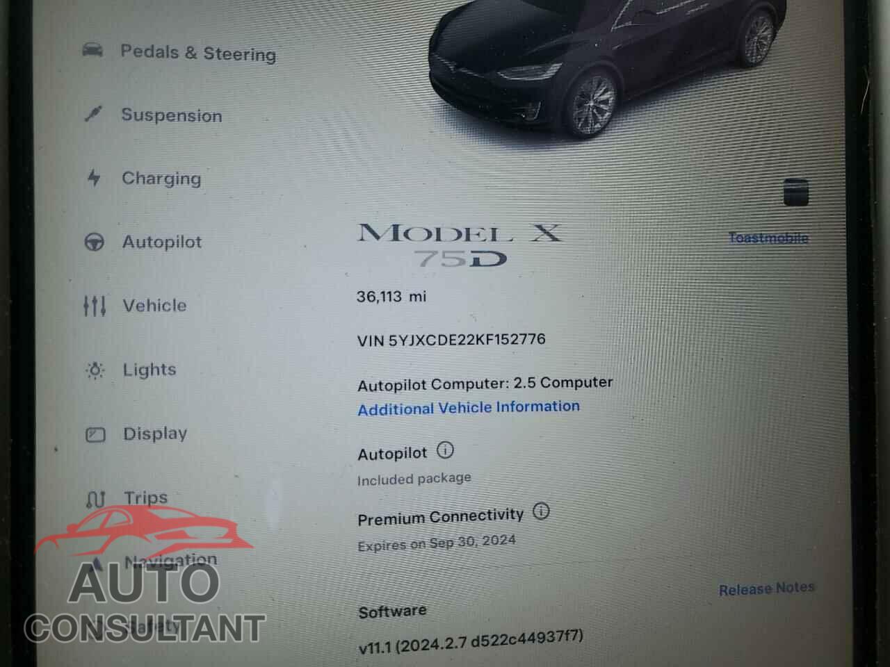TESLA MODEL X 2019 - 5YJXCDE22KF152776