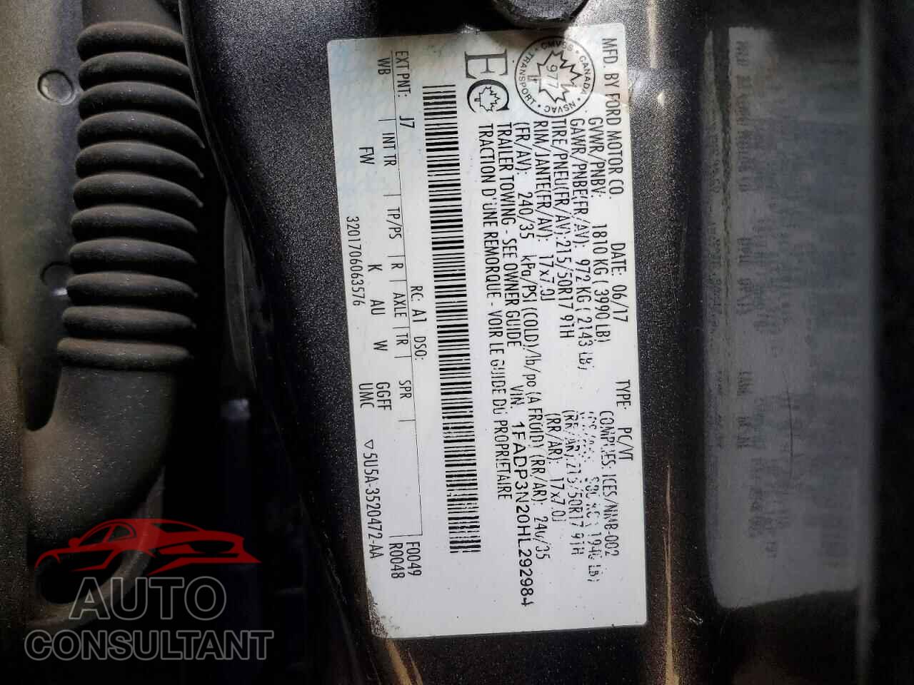 FORD FOCUS 2017 - 1FADP3N20HL292984
