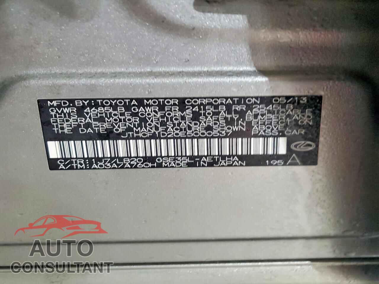 LEXUS IS 2014 - JTHCF1D20E5000537