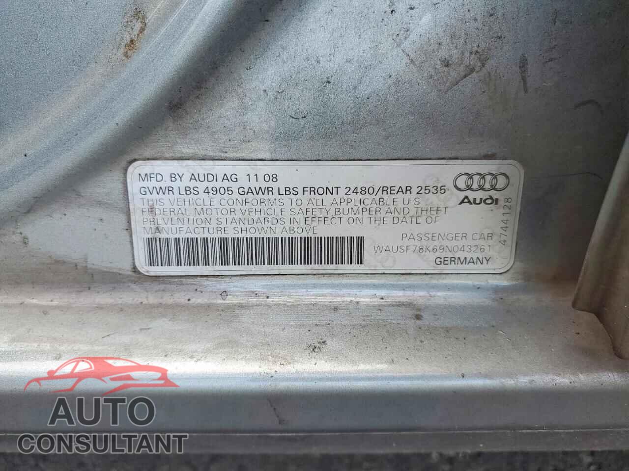 AUDI A4 2009 - WAUSF78K69N043261