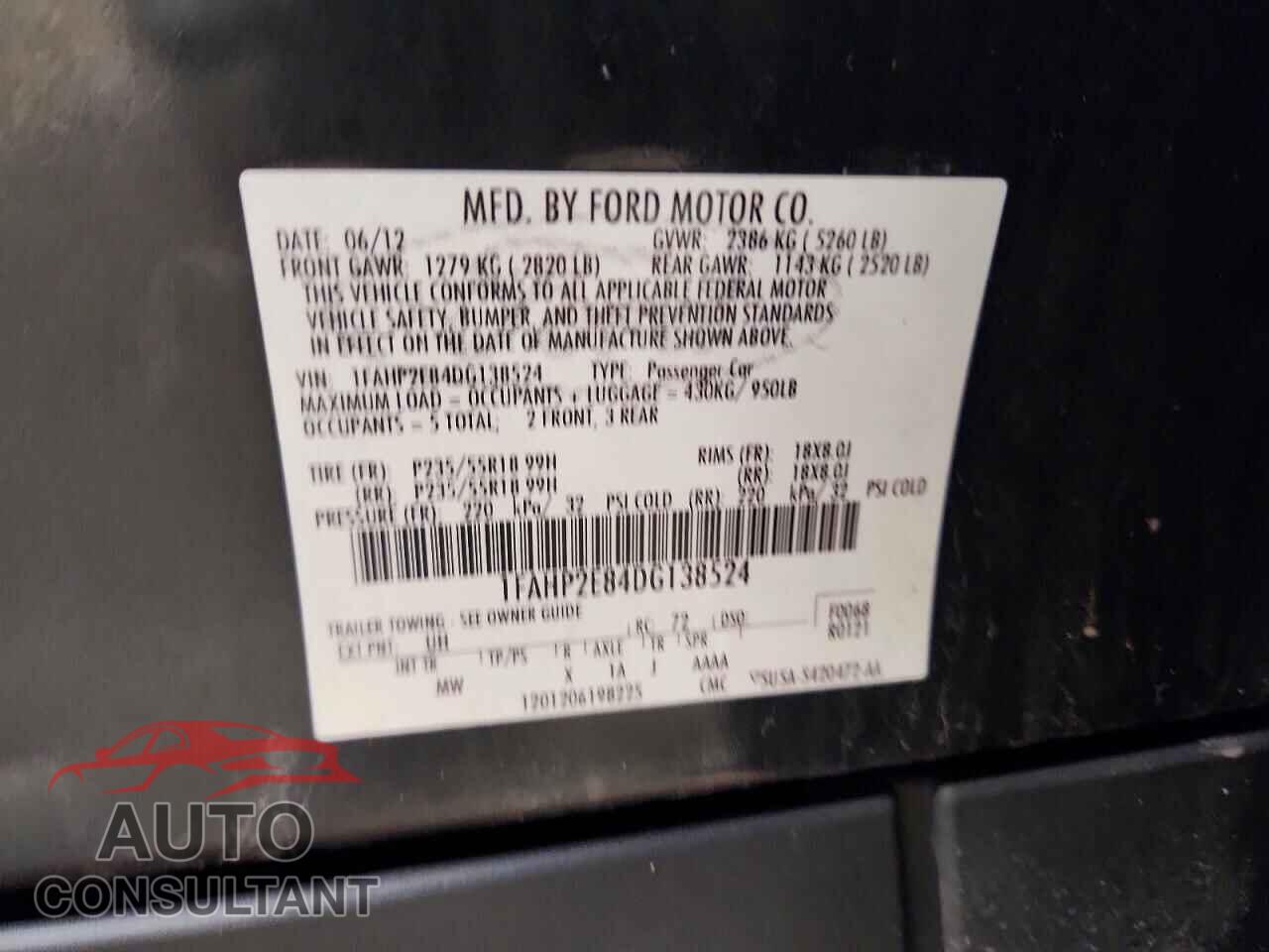 FORD TAURUS 2013 - 1FAHP2E84DG138524