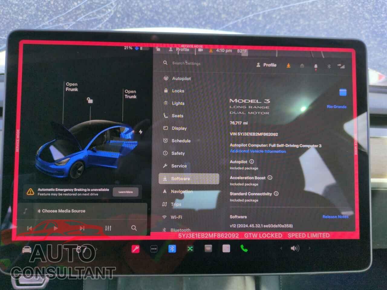 TESLA MODEL 3 2021 - 5YJ3E1EB2MF862092