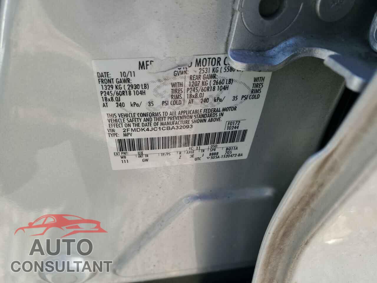 FORD EDGE 2012 - 2FMDK4JC1CBA32093