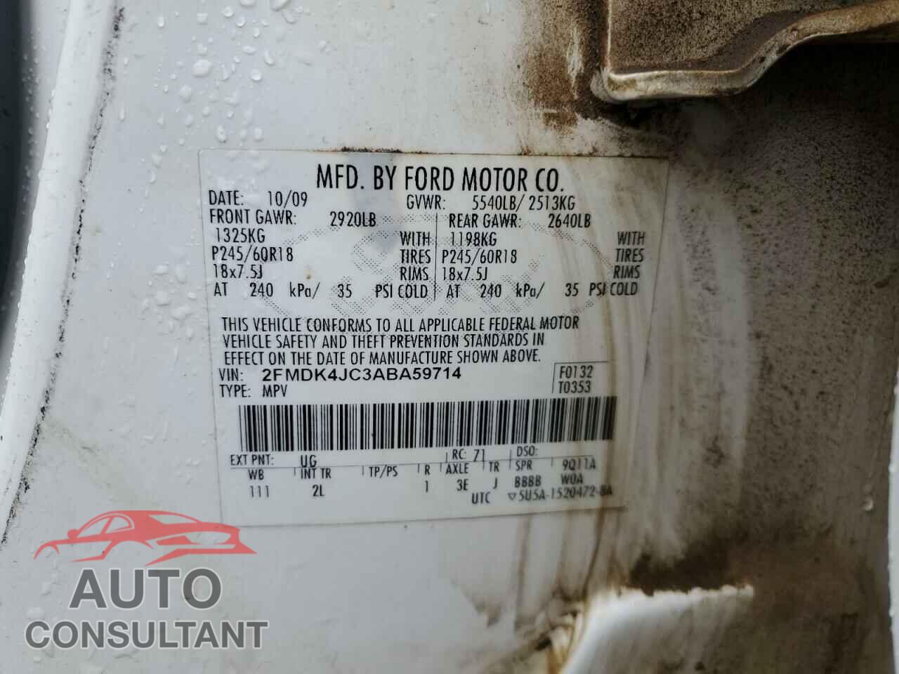 FORD EDGE 2010 - 2FMDK4JC3ABA59714