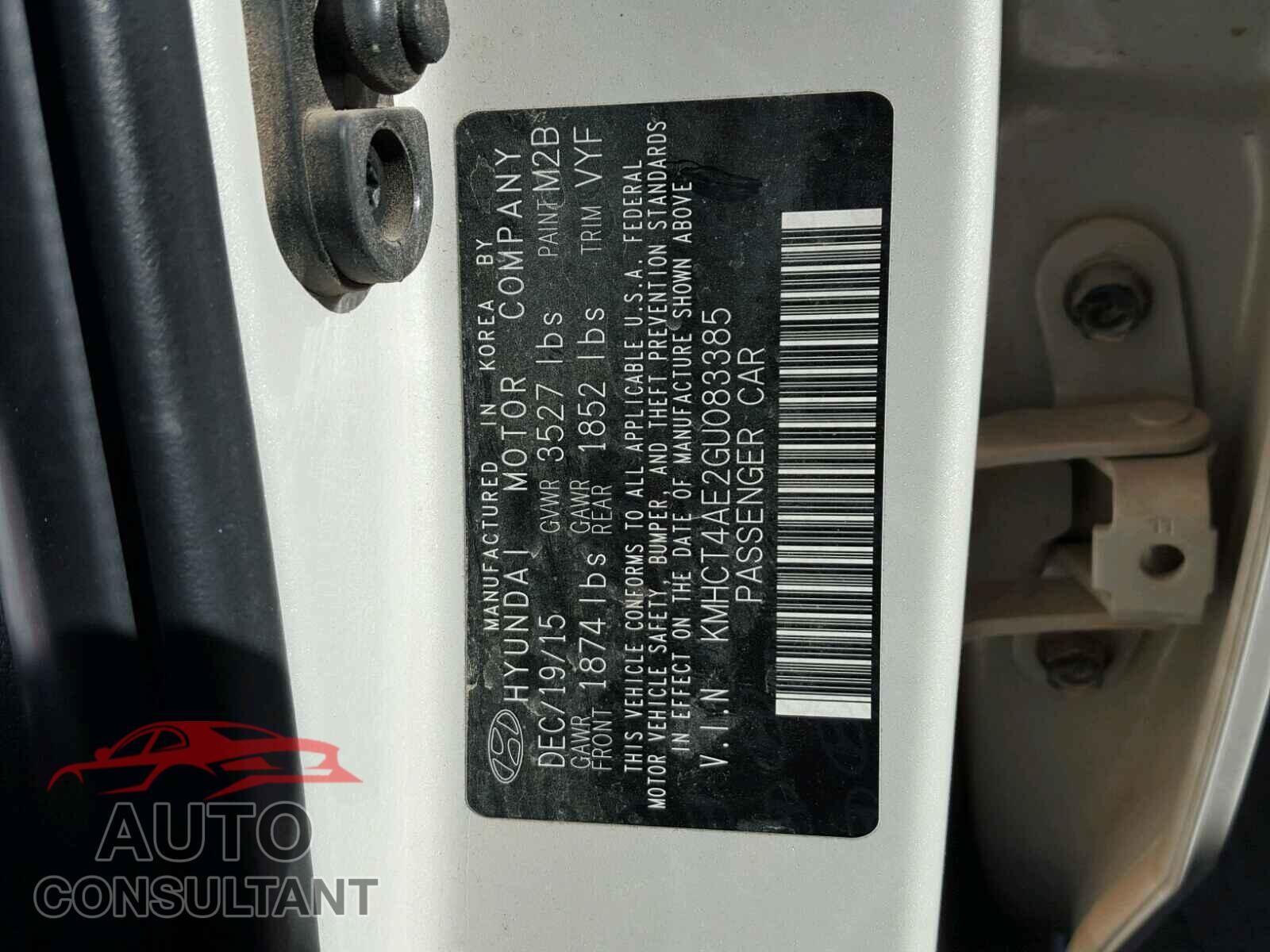 HYUNDAI ACCENT 2016 - KMHCT4AE2GU083385