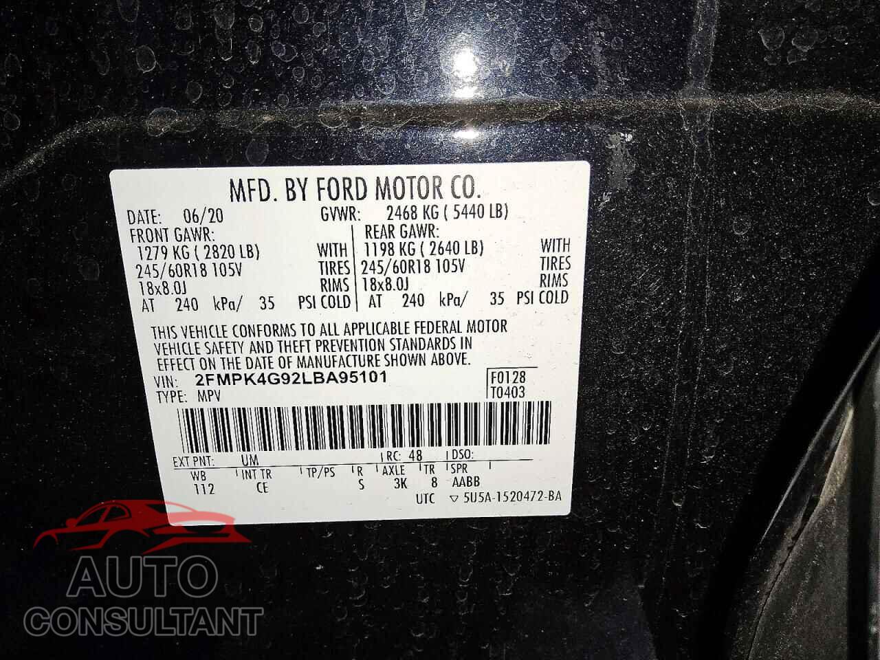 FORD EDGE 2020 - 2FMPK4G92LBA95101