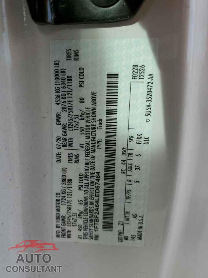 FORD F250 2020 - 1FTBF2A64LED67464