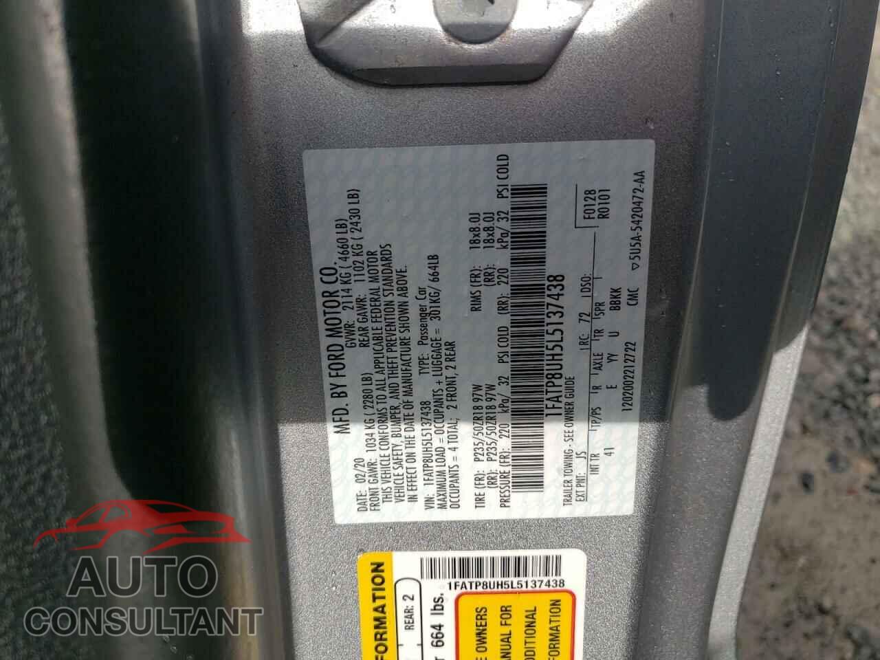 FORD MUSTANG 2020 - 1FATP8UH5L5137438