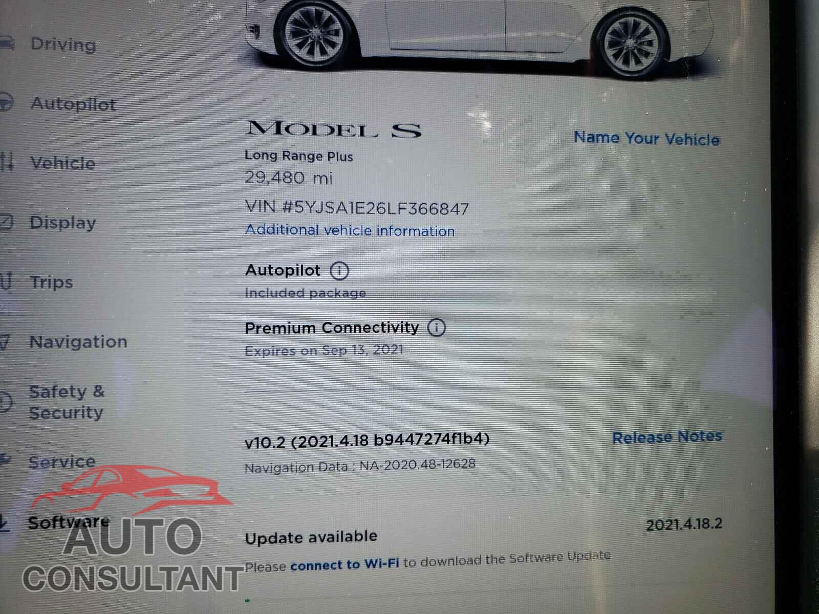 TESLA MODEL S 2020 - 5YJSA1E26LF366847
