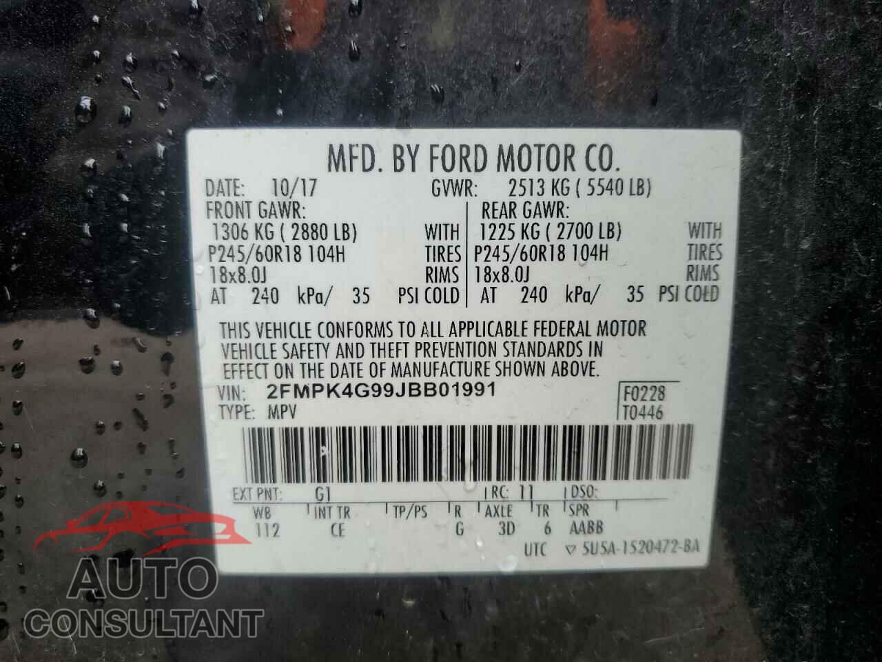FORD EDGE 2018 - 2FMPK4G99JBB01991