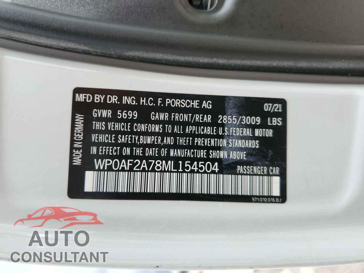 PORSCHE PANAMERA 2021 - WP0AF2A78ML154504