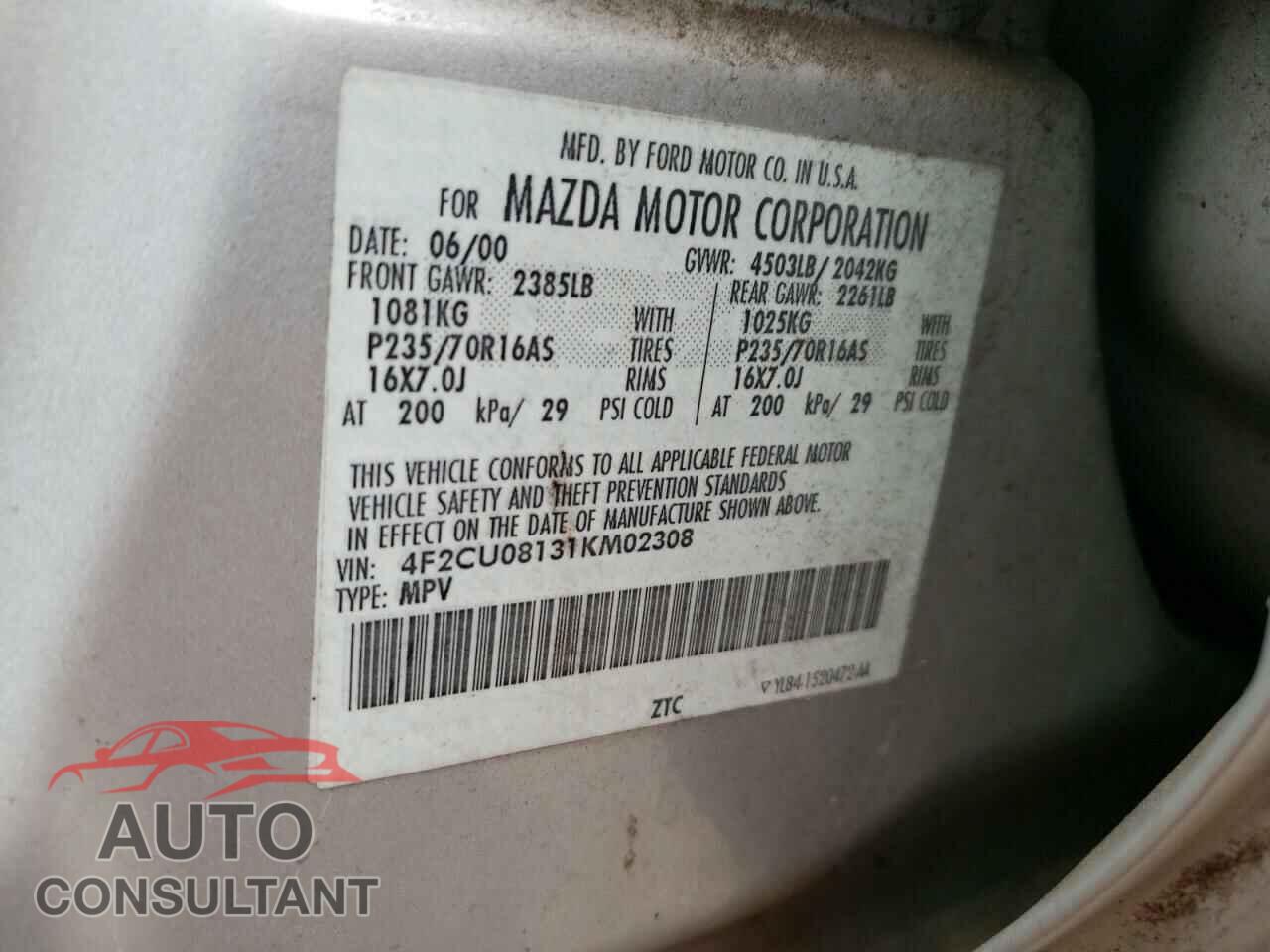 MAZDA TRIBUTE 2021 - 4F2CU08131KM02308