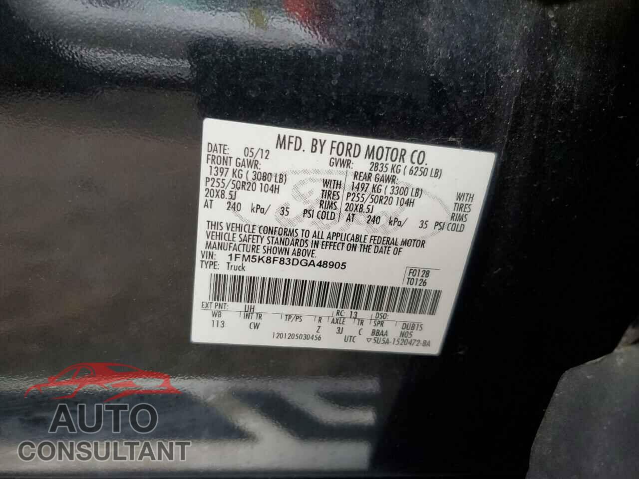 FORD EXPLORER 2013 - 1FM5K8F83DGA48905
