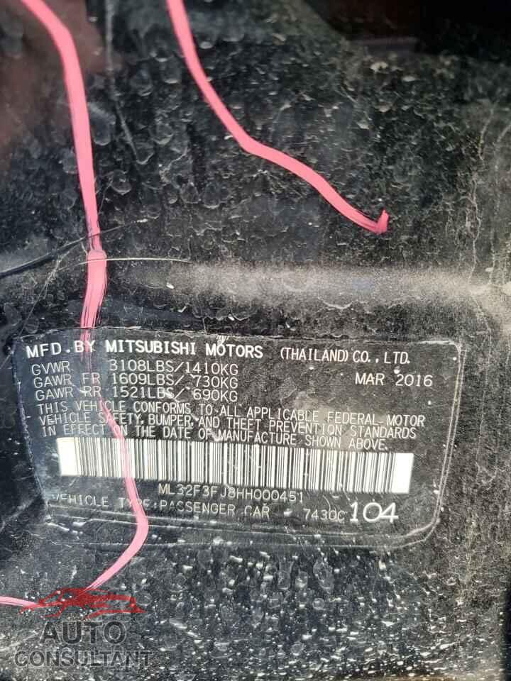 MITSUBISHI MIRAGE 2017 - ML32F3FJ8HH000451