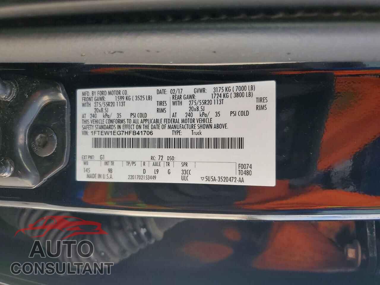 FORD F150 2017 - 1FTEW1EG7HFB41706