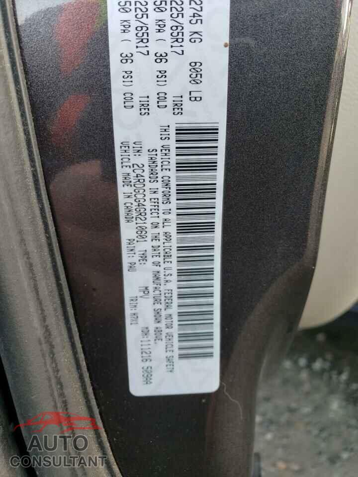 DODGE CARAVAN 2016 - 2C4RDGCG4GR210601