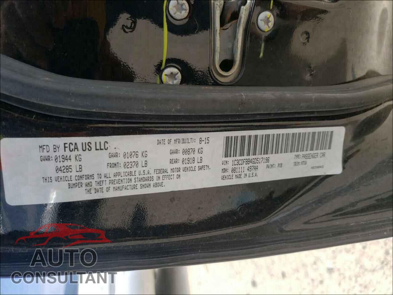 DODGE DART 2016 - 1C3CDFBB4GD517196
