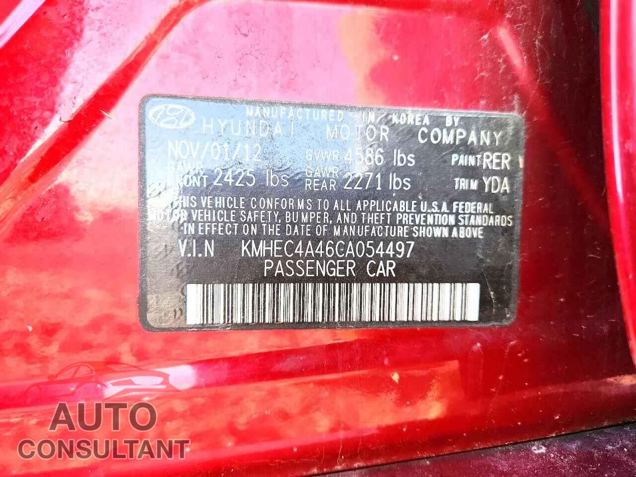 HYUNDAI SONATA 2012 - KMHEC4A46CA054497