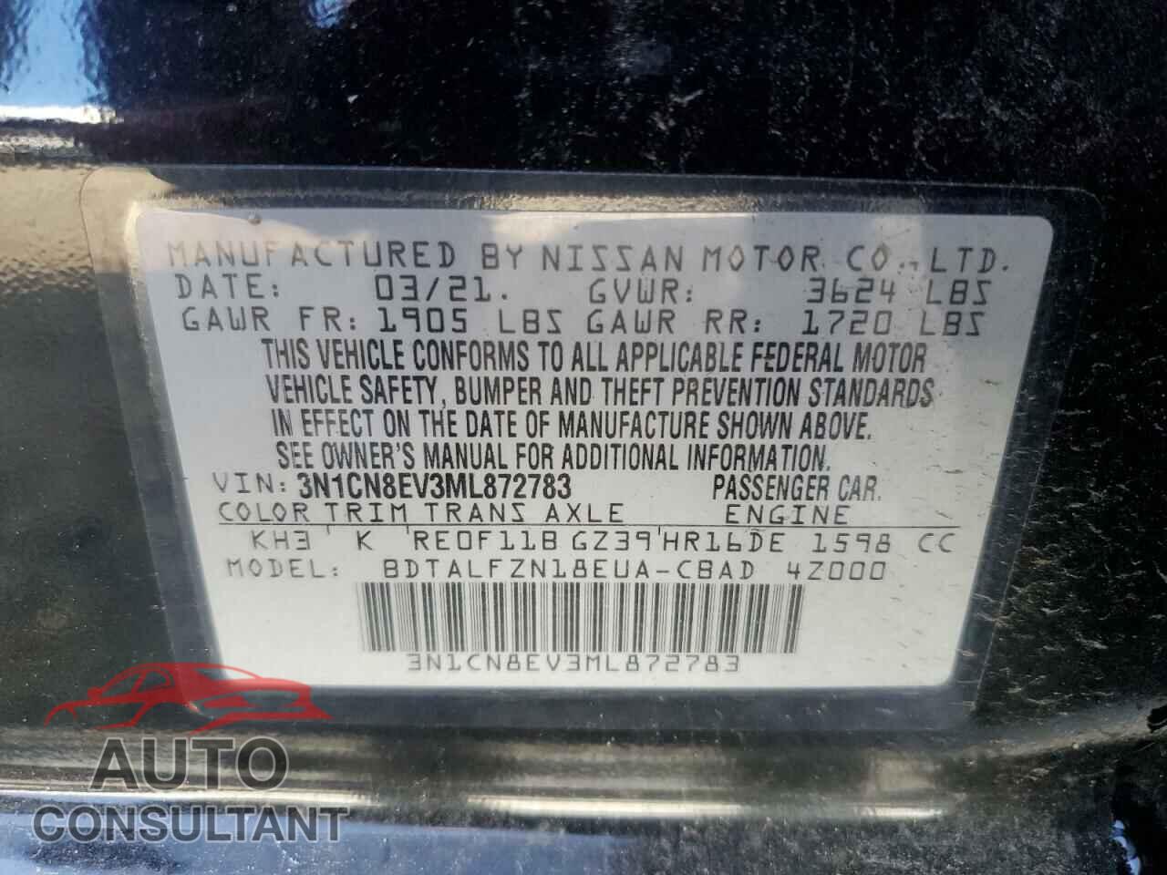 NISSAN VERSA 2021 - 3N1CN8EV3ML872783