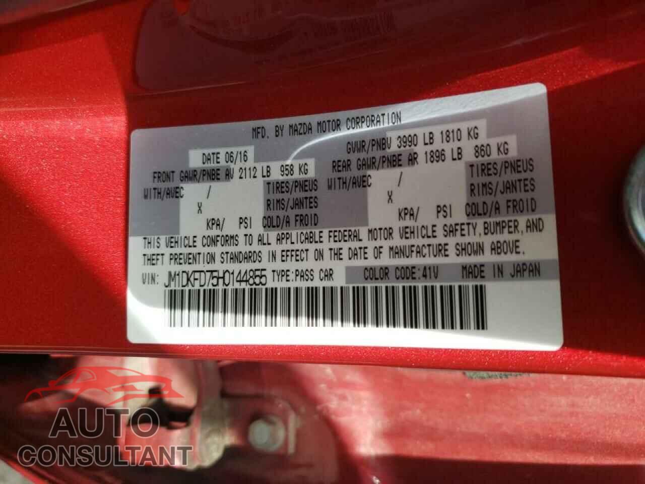 MAZDA CX-3 2017 - JM1DKFD75H0144855