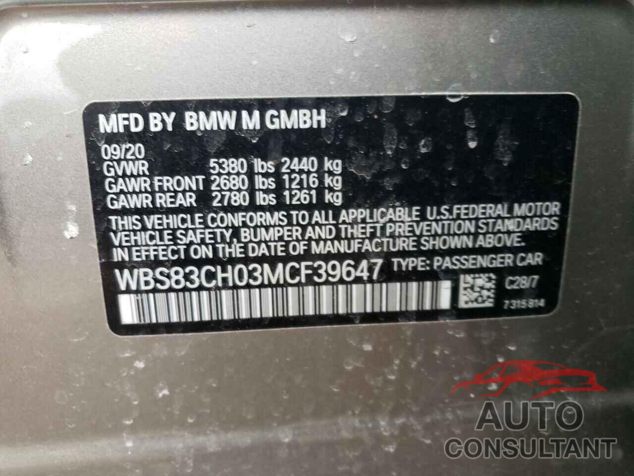 BMW M5 2021 - WBS83CH03MCF39647