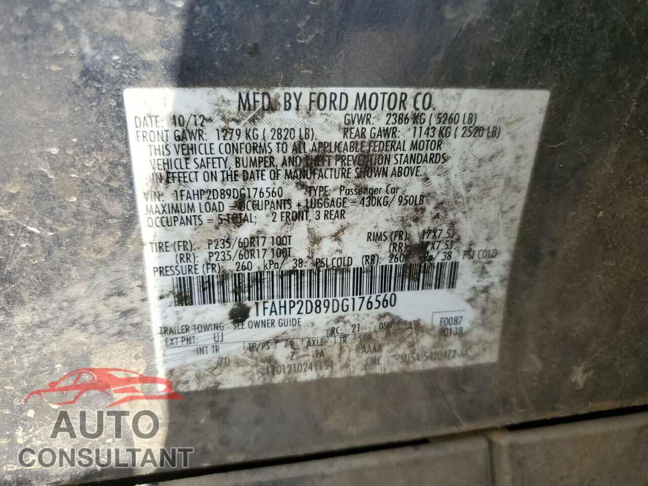 FORD TAURUS 2013 - 1FAHP2D89DG176560