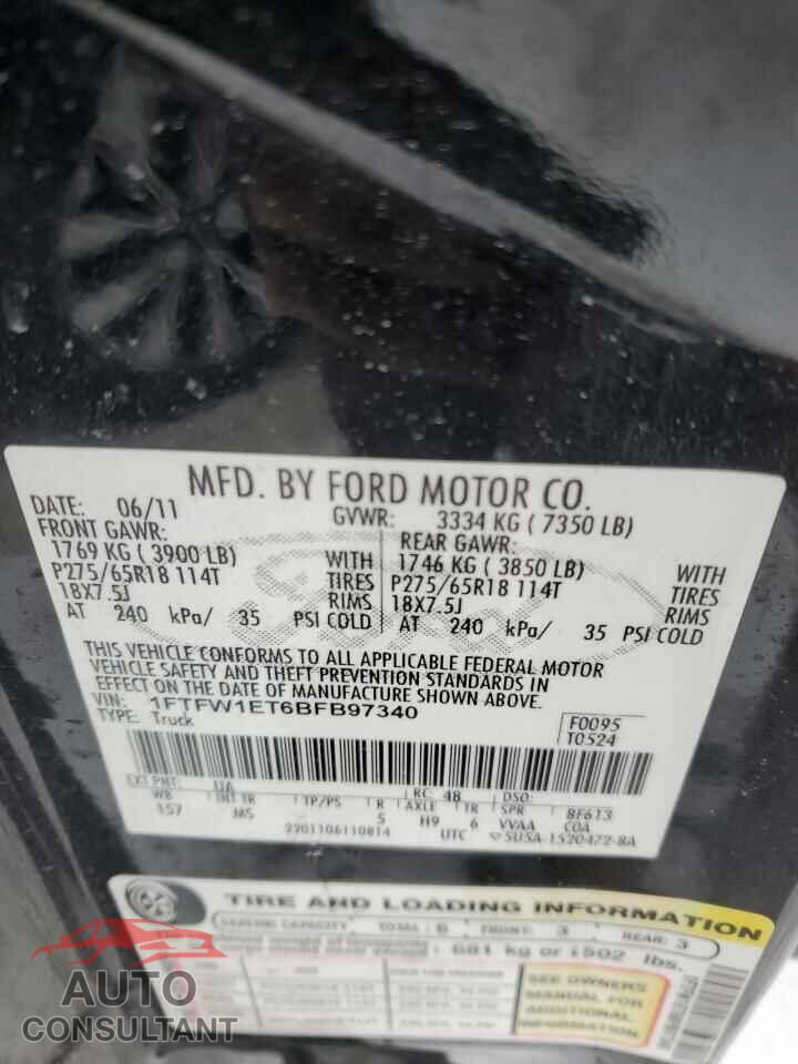 FORD F-150 2011 - 1FTFW1ET6BFB97340