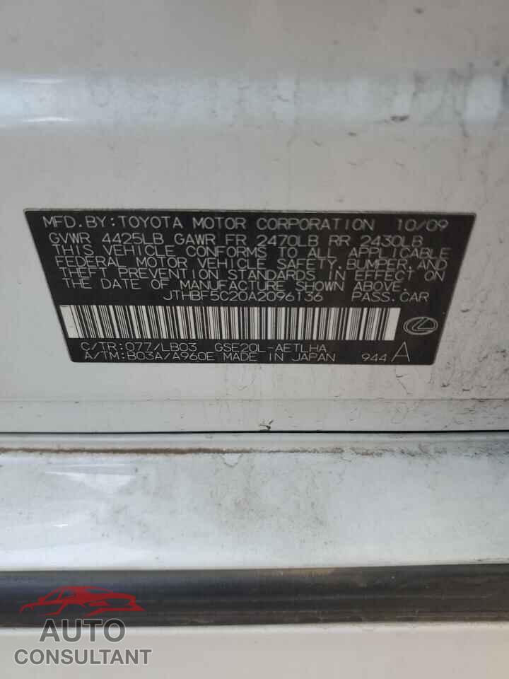 LEXUS IS 2010 - JTHBF5C20A2096136