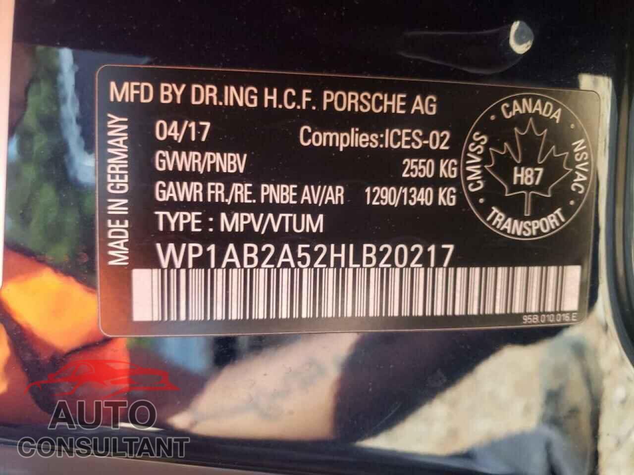 PORSCHE MACAN 2017 - WP1AB2A52HLB20217