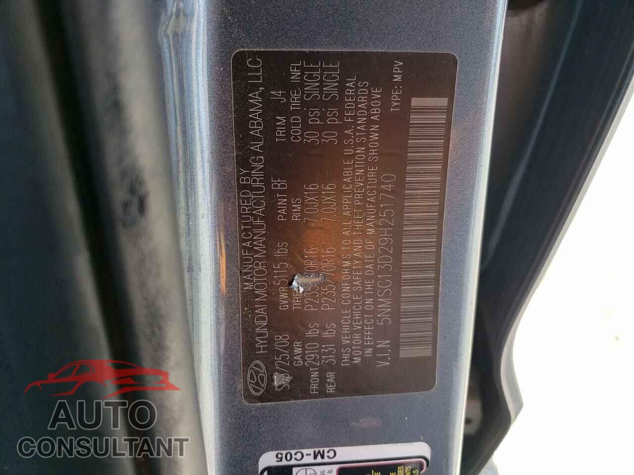 HYUNDAI SANTA FE 2009 - 5NMSG13D29H251740
