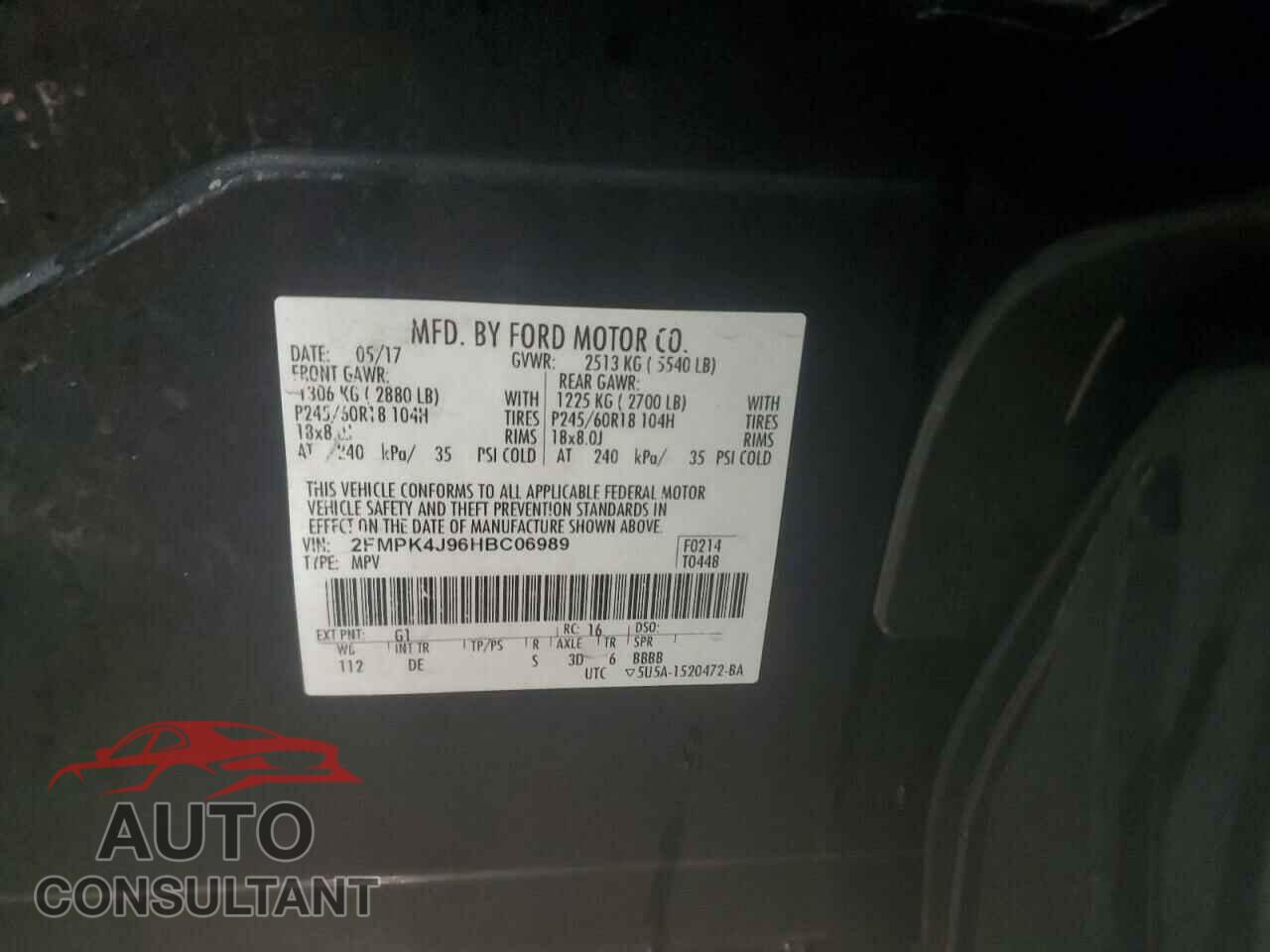 FORD EDGE 2017 - 2FMPK4J96HBC06989