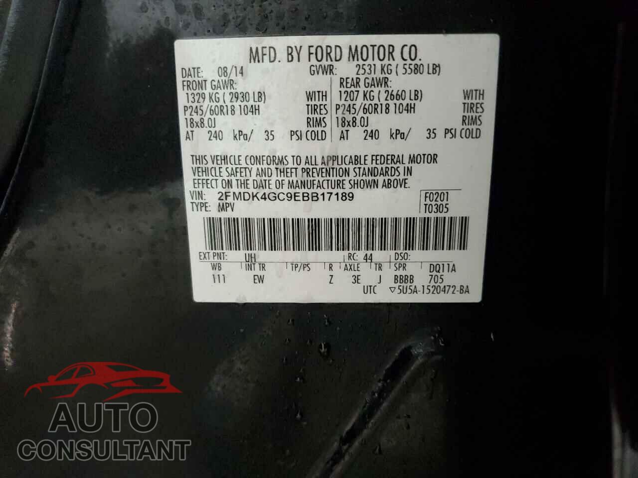 FORD EDGE 2014 - 2FMDK4GC9EBB17189