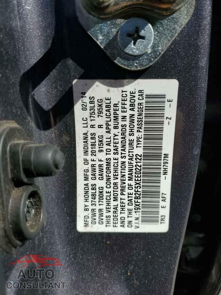 HONDA CIVIC 2014 - 19XFB2F5XEE022122