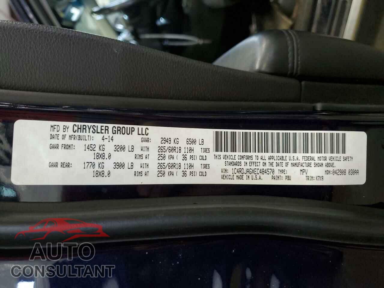 DODGE DURANGO 2014 - 1C4RDJAGXEC484570