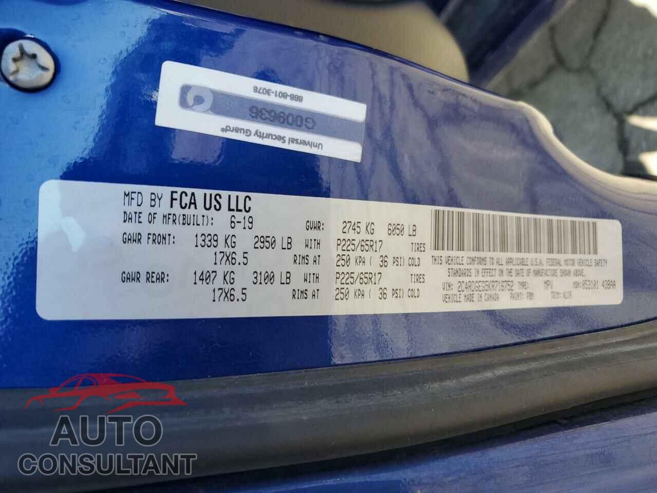 DODGE CARAVAN 2019 - 2C4RDGEG5KR716752