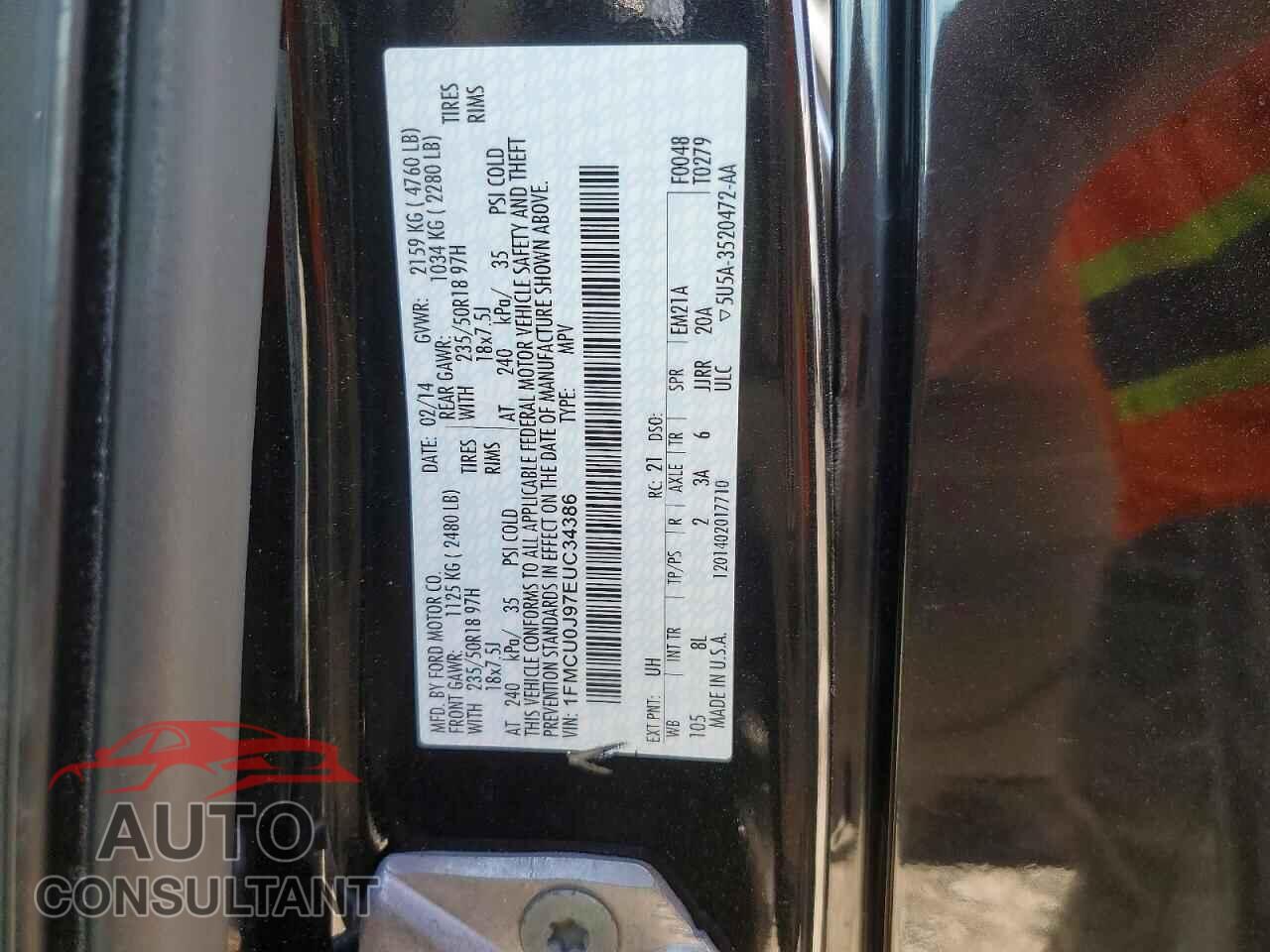 FORD ESCAPE 2014 - 1FMCU0J97EUC34386