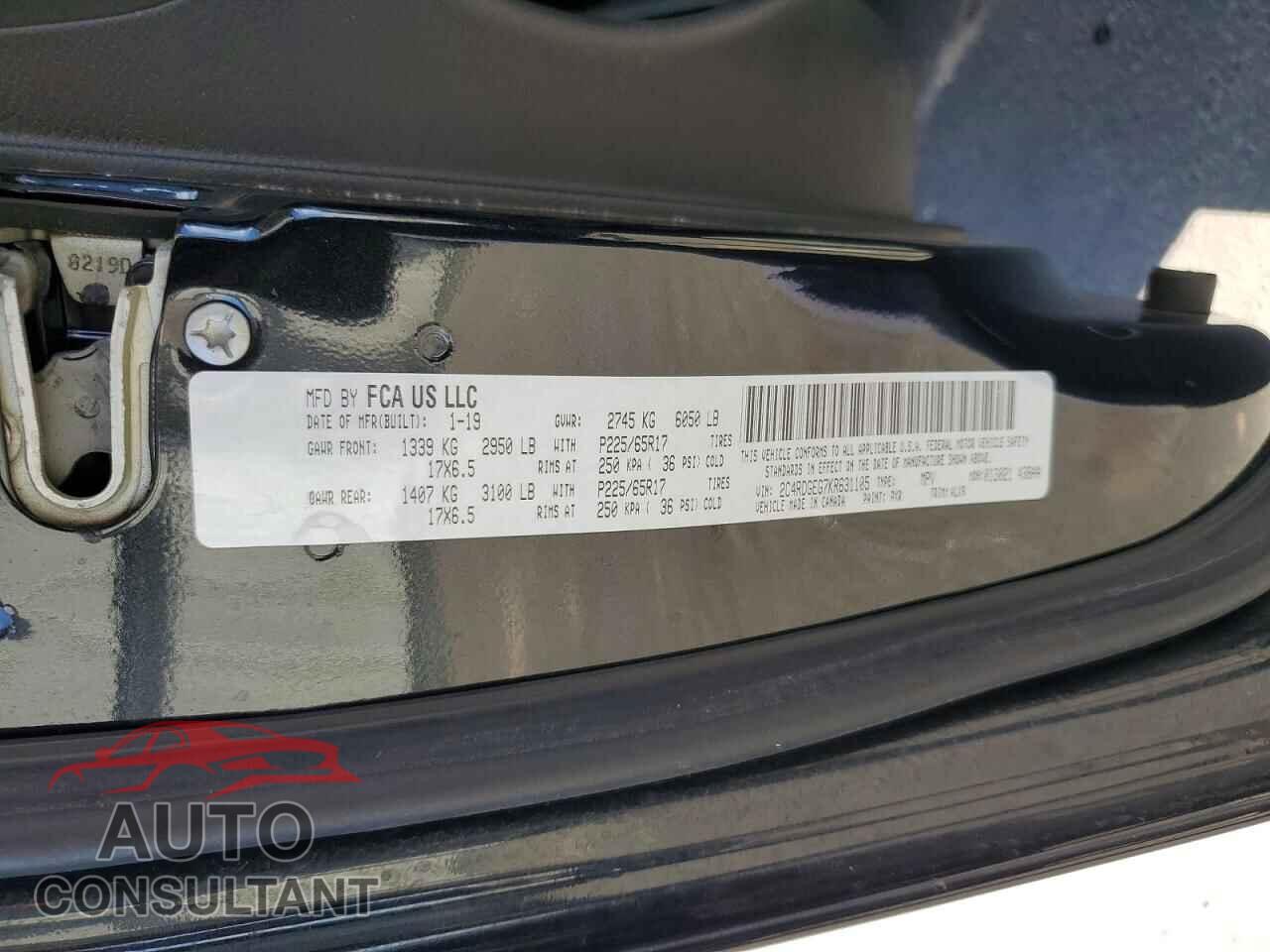DODGE CARAVAN 2019 - 2C4RDGEG7KR631105